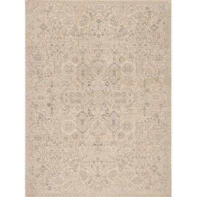 Queens Hand Knotted Wool Area Rug in Beige/Gray