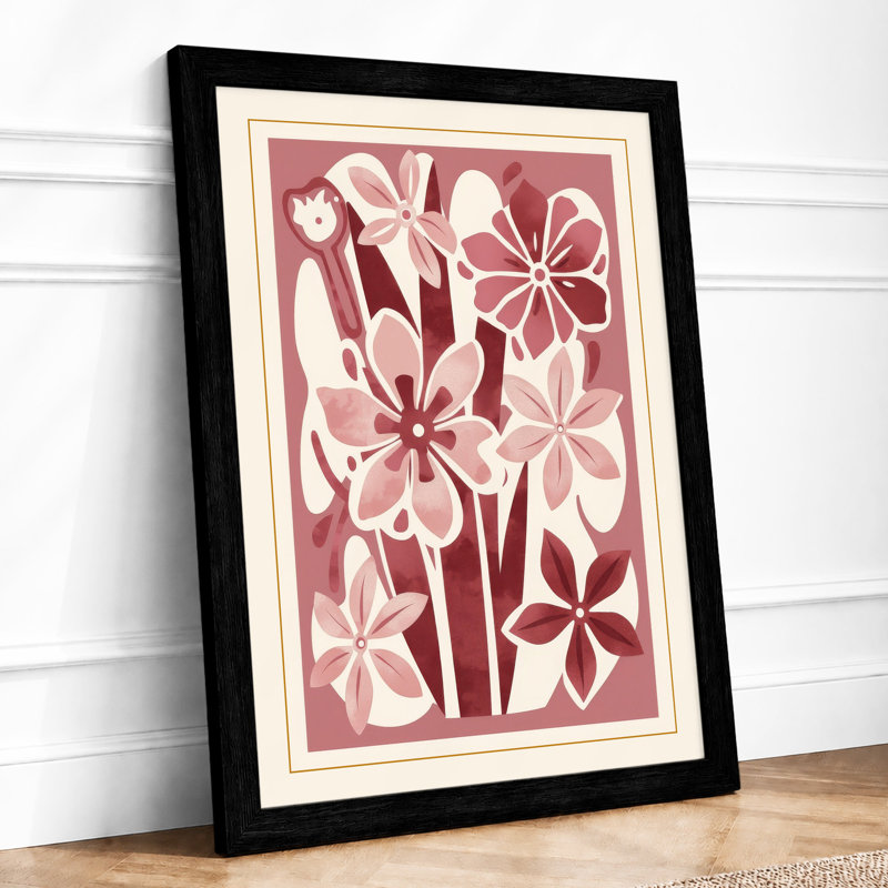 Blooms In Rose Botanical - Print, Black, A4 - 29.7 x 21.0 cm