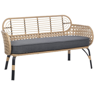 Aareona 122cm Wide Wicker Patio Sofa with Cushions