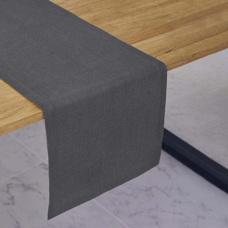 Diana - 100% Pure Linen Table Runner, 120" x 14", Charcoal