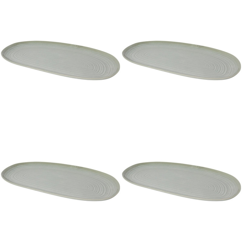 Ensemble de 4 plateaux ovales 15 "Sauge Verseau