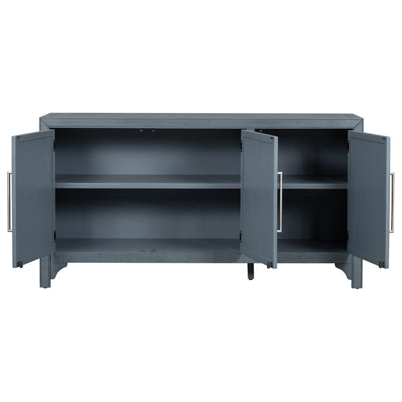 Buffet de rangement conçu avec panneau de fibres à densité moyenne + placage de pin, tablettes réglables, convenant aux salons, aux entrées et aux salles d'étude.