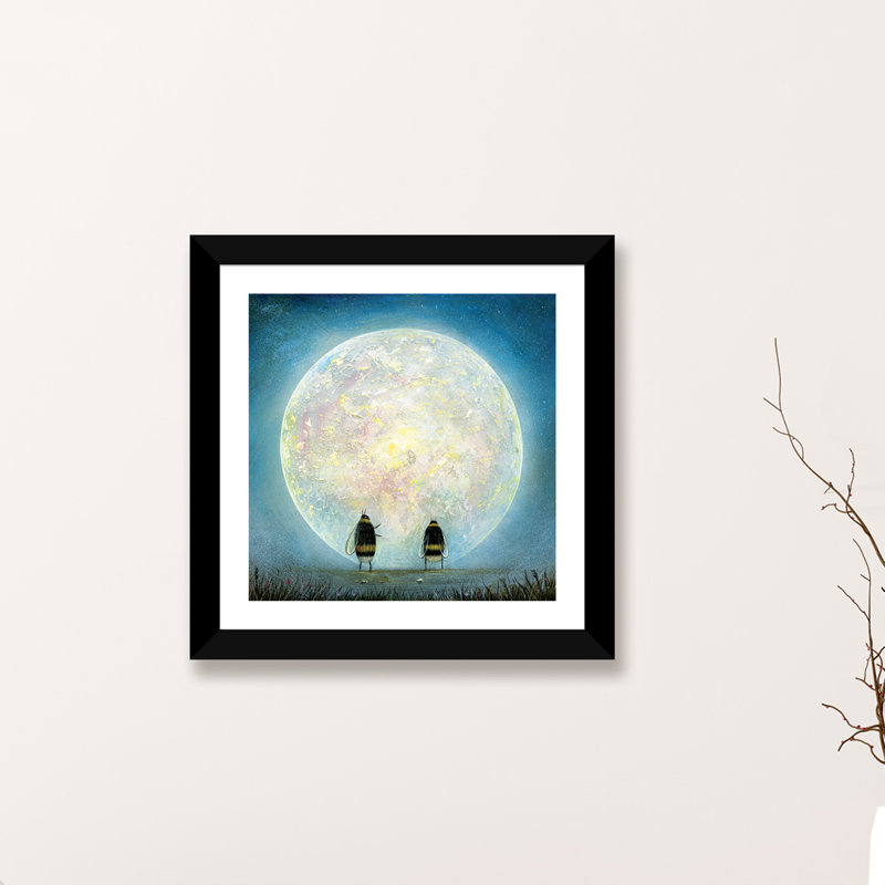 Fallen Moon par Nina Seven - reproduction d'art, H 24 po x l 24 po x p 1 po, Papier noir, Blanc