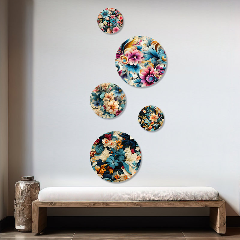 Ouida - Ensemble abstrait d'art mural rond abstrait de 5