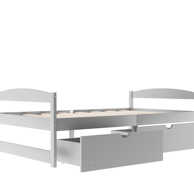 Lit plateforme exquis avec tiroirs gris - Créez une solution de rangement pratique et élégante pour la chambre à coucher