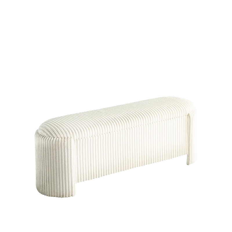Banc de style contemporain avec compartiment de rangement intégré et salon blanc