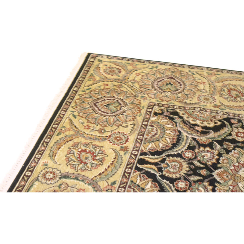 Hand Knotted Wool Area Rug in Black And Gold