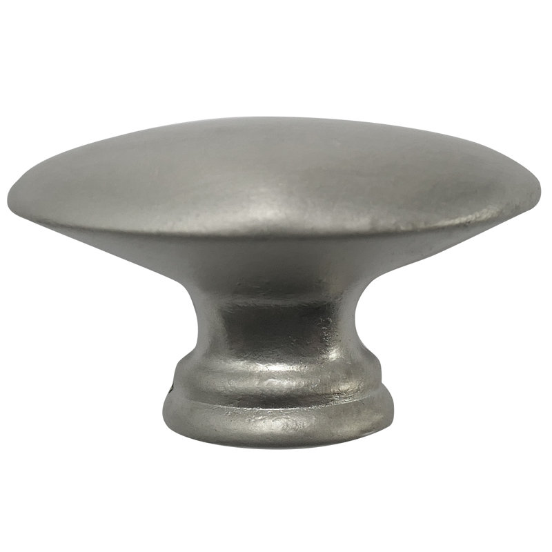 Satin Pewter Oval Knob with Mounting Hardware, 1.5-Inch