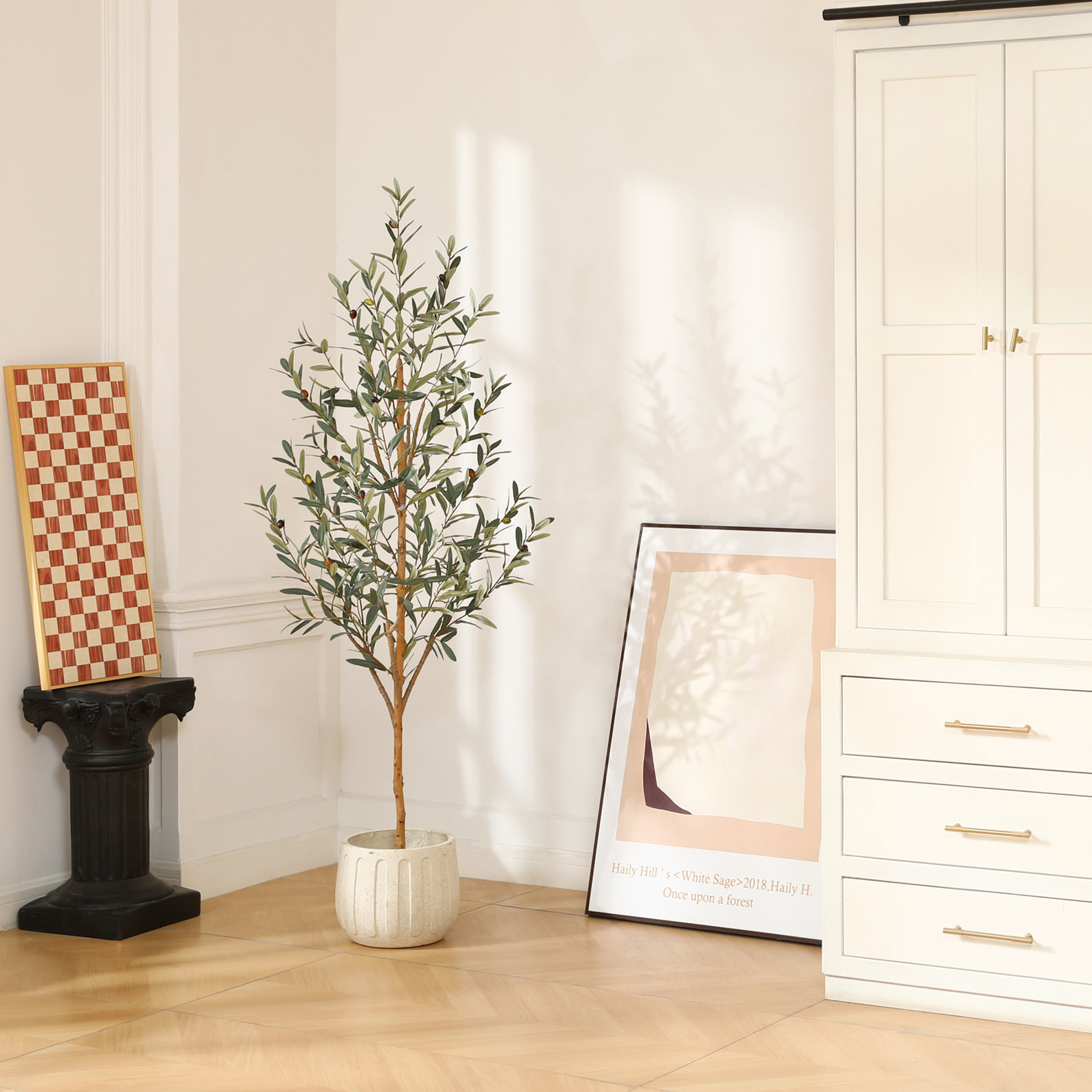 Adcock Olive Tree in Pot, 72" H x 24" W x 24" D