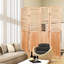 4 pliages en bois massif, l 55,2 po x H 65 po, teinte naturelle, charnières en métal pour plus de simplicité et de contrôle, rehausse l'écran d'intimité intérieur, tonalité, pliage facile à utiliser, décore