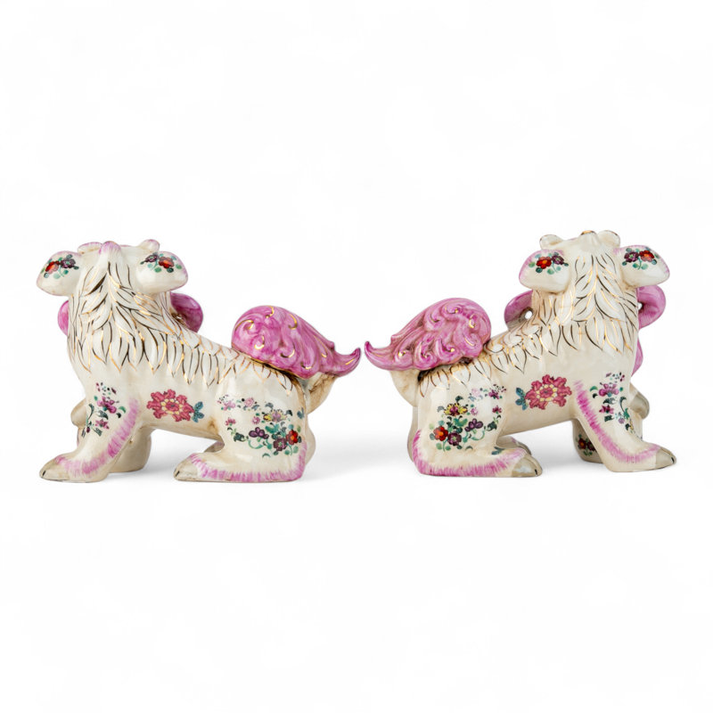 Lucky Foo Dogs – Pink Tobacco Leaf (Set of 2)