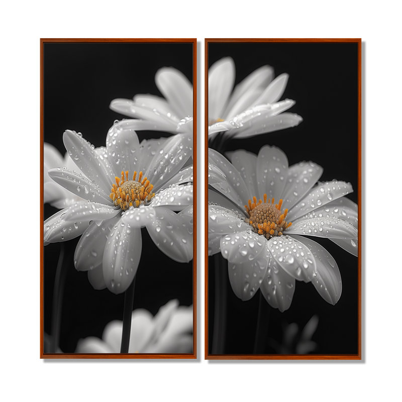 Monochromes noir et blanc Bliss Daisy Photo III - art mural blanc 2 pièces, 40" H x 40" W, Impression encadrée flottante