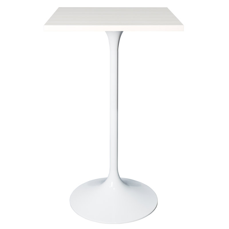 Travis 24" Square Bar Height Table With MDF Top And Stainless Steel Pedestal Base - Dining Table For Modern Home And Kitchen