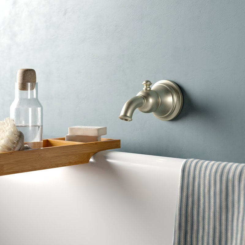 Weymouth Single Handle Wall Mounted Tub Spout Trim with Diverter, Brushed Nickel