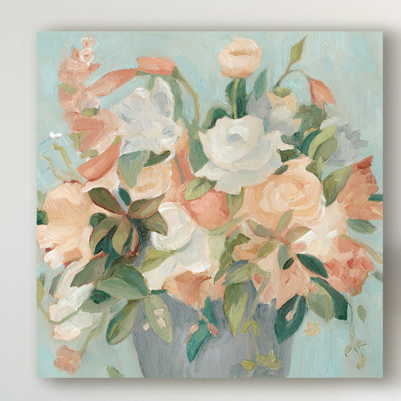 « doux pastel bouquet ii », peinture sur toile tendue, H 35 po x l 35 po x P 2 po