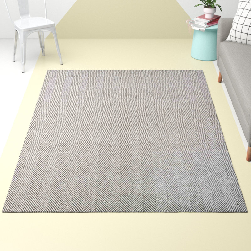 Benson Hand Woven Cotton Grey Indoor Rug, Rectangle 122 x 183cm