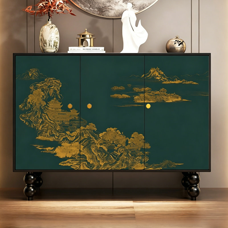 Chinese Style Wooden Entryway Storage Cabinet