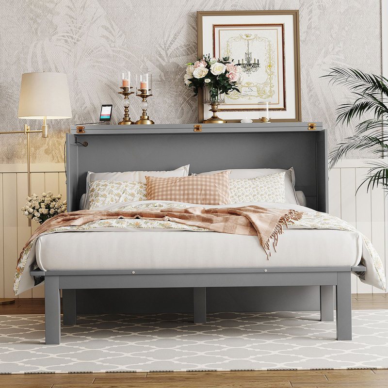 Lit plateforme avec rangement Loess, Double, Walnut