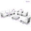 Ensemble de canapé modulaire d'extérieur en métal blanc 7 pièces avec coussins épais et table basse pour l'intérieur et l'extérieur