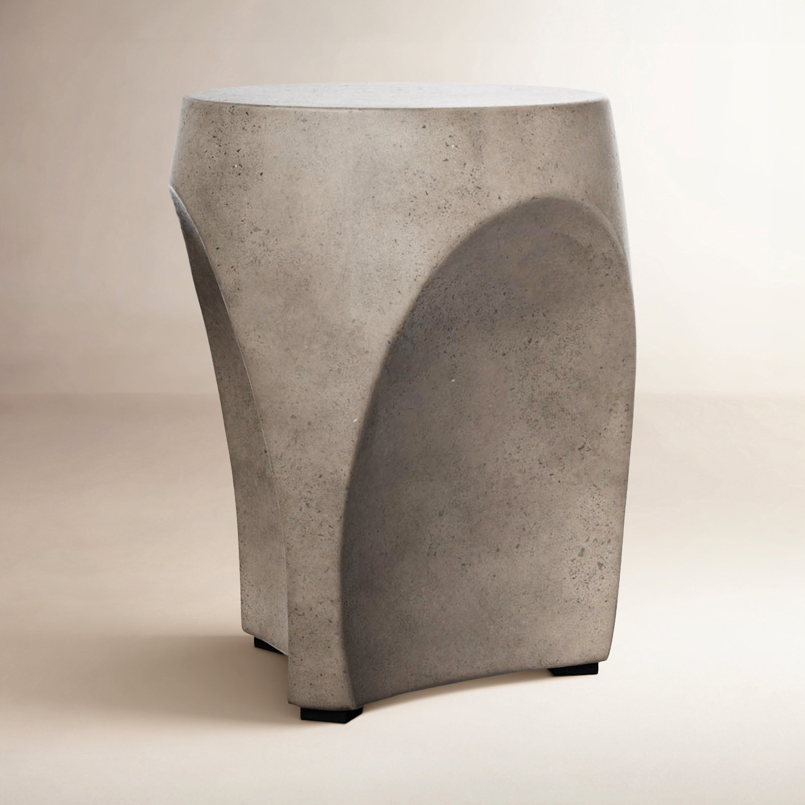Kareen Concrete Accent Stool, Dark Gray