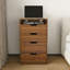 Bureau de meuble-lavabo 3 en 1 à DEL avec tabouret de rangement caché - Wainut