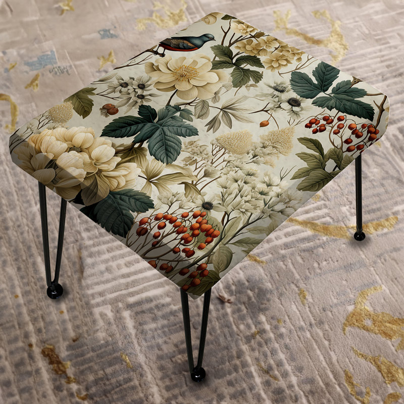 Vintage Woodland Natural Tones Planes - Floral Rectangle Ottoman