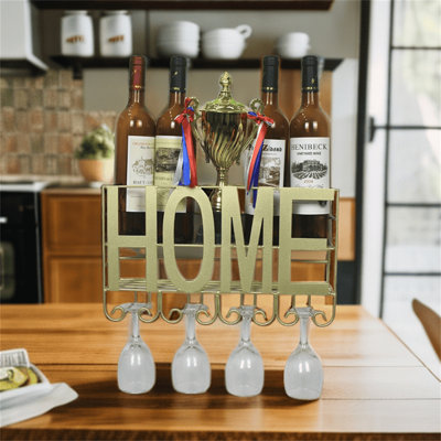 Domenick Wall Mounted Wine Bottle Rack Gold