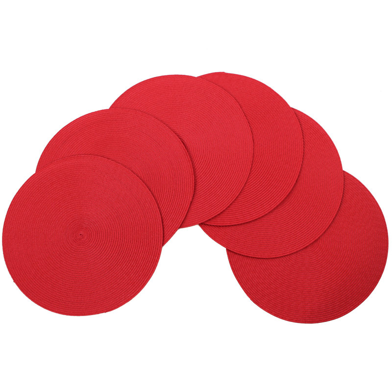 Scarlet Red Round Polypropylene Placemat and Coaster Set