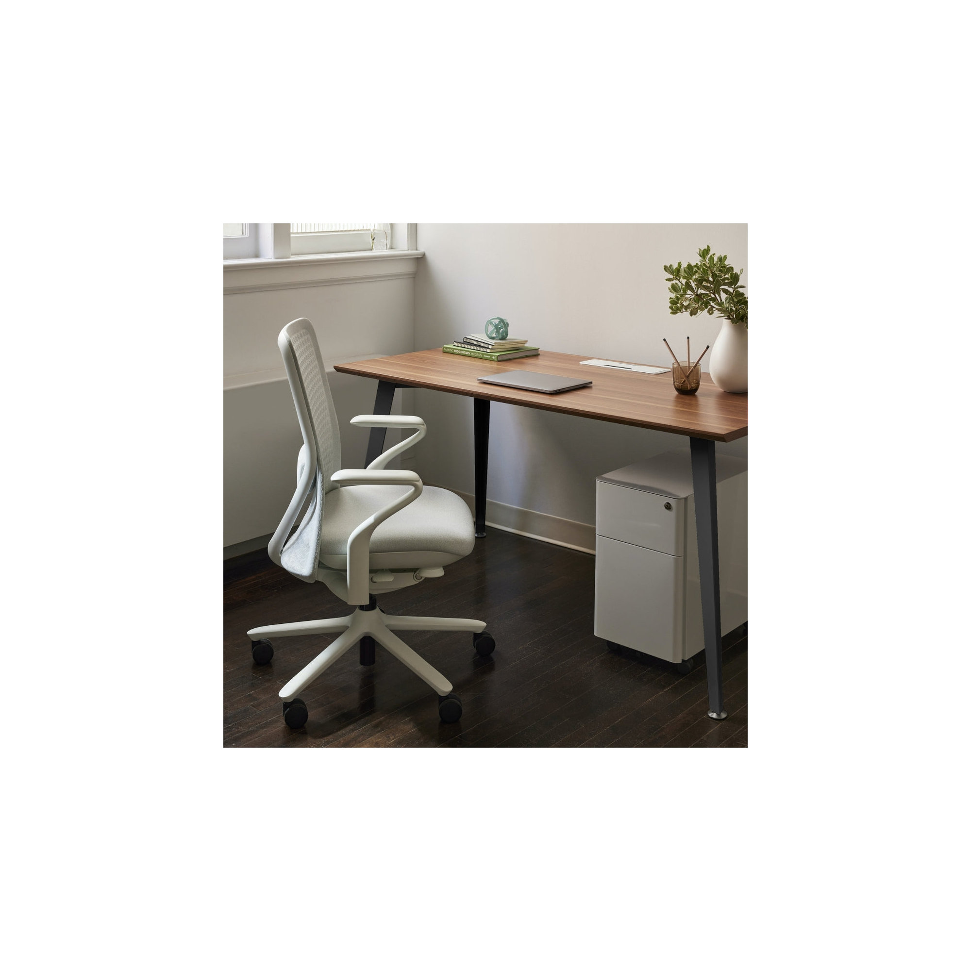 Office Desk, Charcoal, Walnut, 30" H x 60" W x 30" D