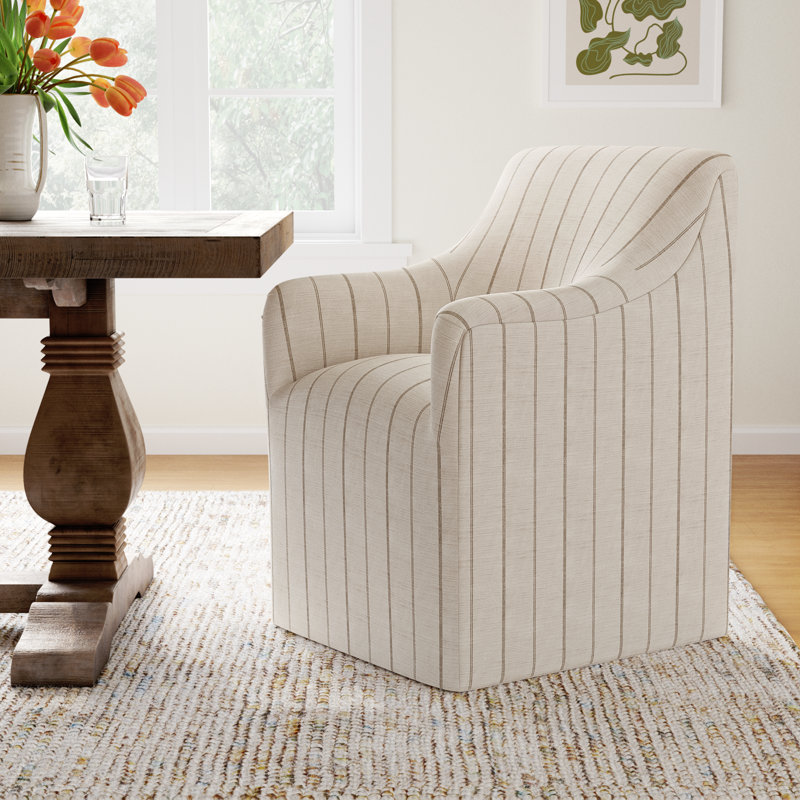 Howth Cotton Arm Chair, Fritz Charcoal Stripe