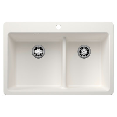 Liven SILGRANIT 33" L x 22" W Double Basin Drop-In/Undermount Kitchen Sink