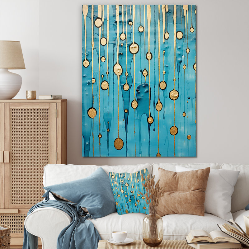 Collage abstrait bleu pluvieux IV - impression, H 40 po x l 30 po x P 1,5 po, Toile tendue