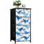 Commode de rangement verticale 4 tiroirs avec aquarelle de baleines bleues transparentes et plateau en bois