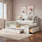 Comfortable Daybed With Trundle, Storage Shelves, Bench, Charging Station And Upholstered Headboard-2087339882