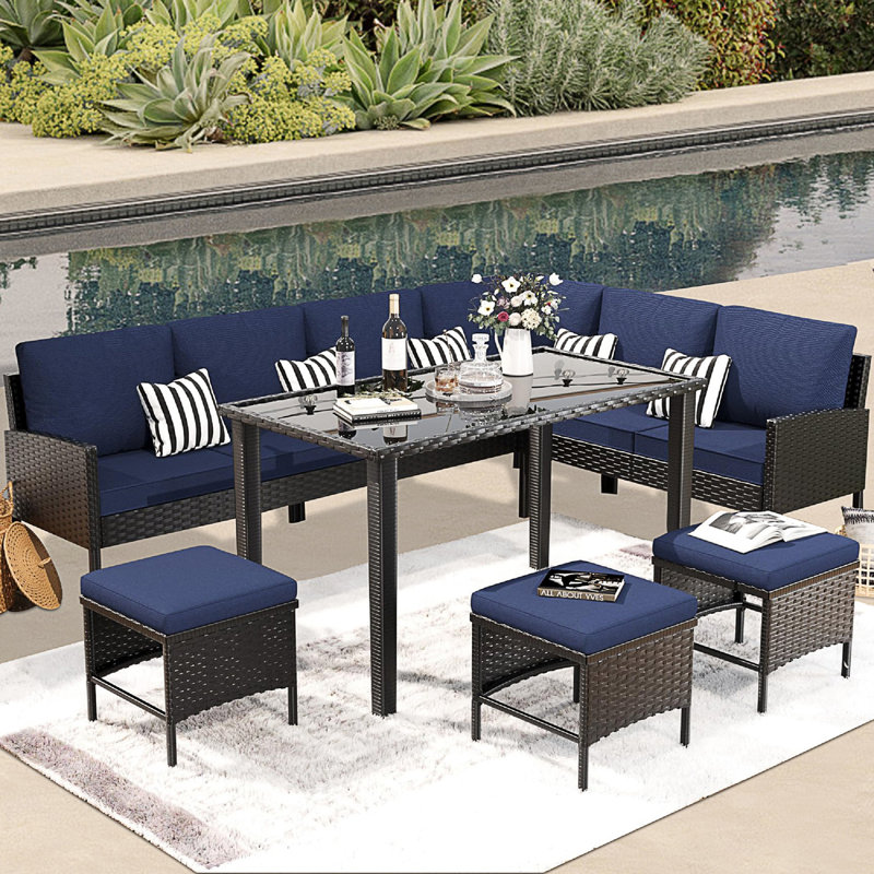 Ensemble de mobilier d'extérieur pour petit patio 7 pièces
