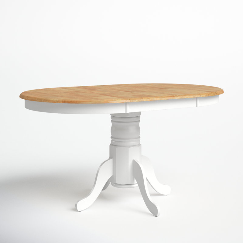 Kaneshiro 37.25 " Extendable Round and Oval Dining Table, White/Natural