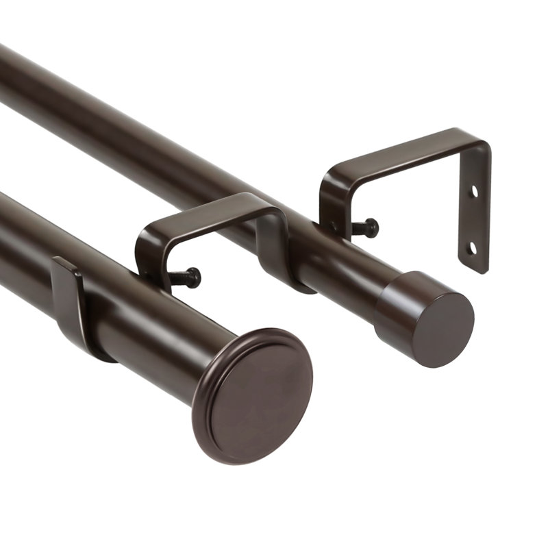 Isaias Steel Adjustable Double Curtain Rod, Bronze, 1" H x 84" W x 1" D