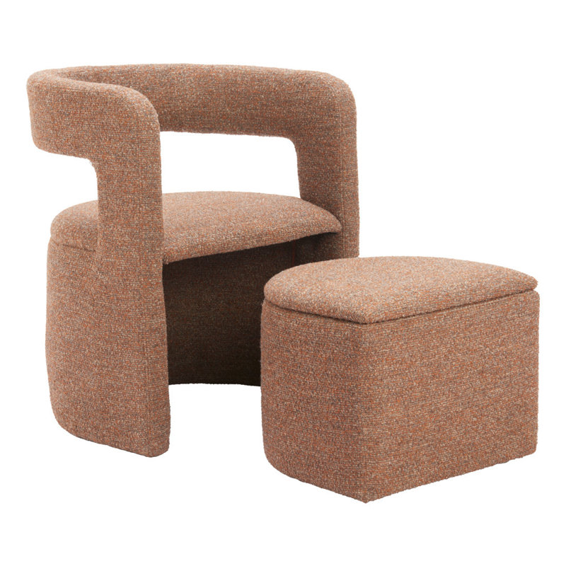  Fauteuil brun rembourré avec repose-pieds