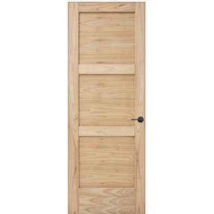 EVELIN 3-Panel Knotty White Cedar Prehung Interior Door with Handleset & Installation Kit