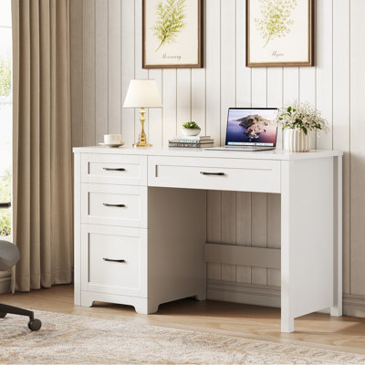 Bureau de direction Farmhouse de 47 po avec tiroir classeur, bureau d'ordinateur en bois avec 3 tiroirs de rangement