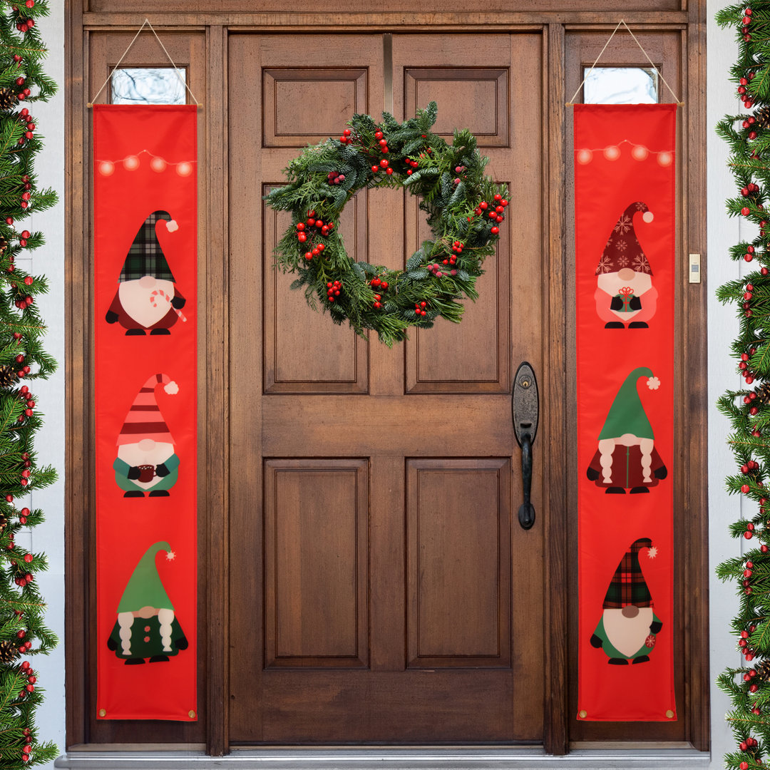 Gnome for the Holidays 12'' x 72'' Christmas Banners - Holiday Window Decor My Door Decor