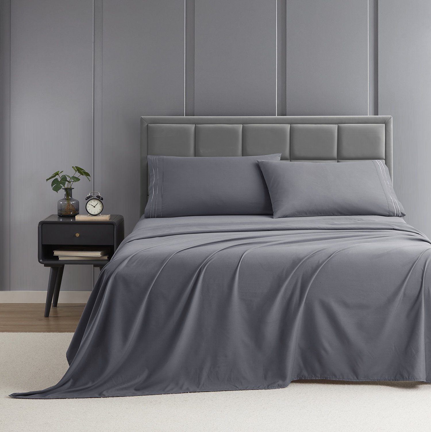 Bare Home 2 Twin XL Fitted Bed Sheets - Ultra-Soft, Hypoallergenic (Twin XL  - 2 Pack, Light Grey)