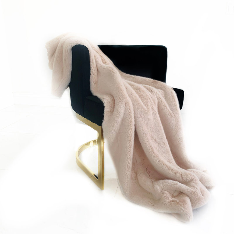 Jeté de luxe en fausse fourrure rose Plutus, l 90 po x L 80 po