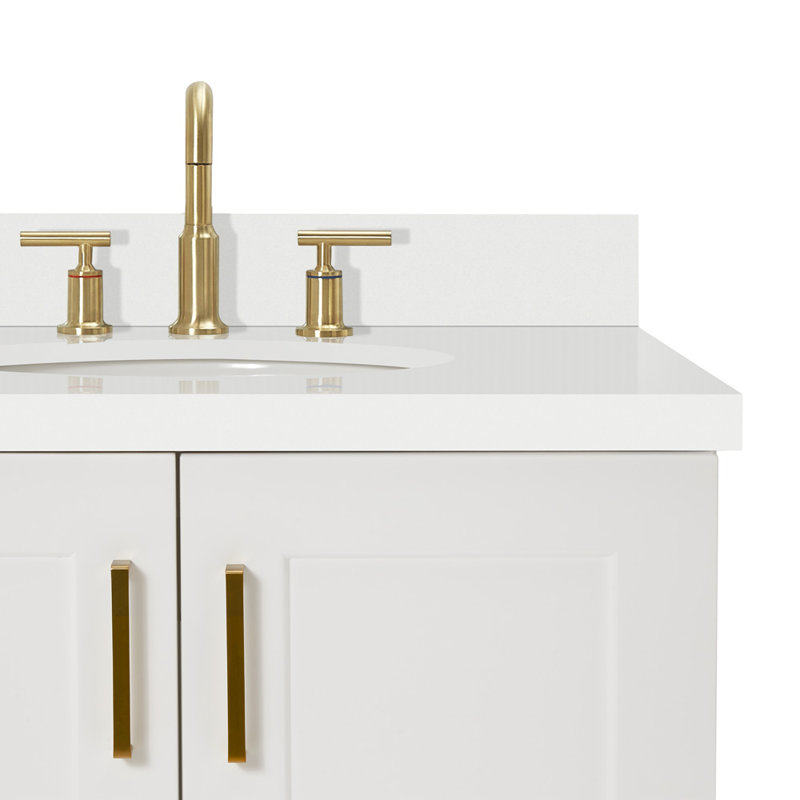 43 IN.  Single Bathroom Vanity, Right , White, Oval