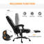 Fauteuil de bureau avec 6 masseurs, cuir PU, ergonomique, télécommande, hauteur réglable, repose-pieds, fauteuil noir
