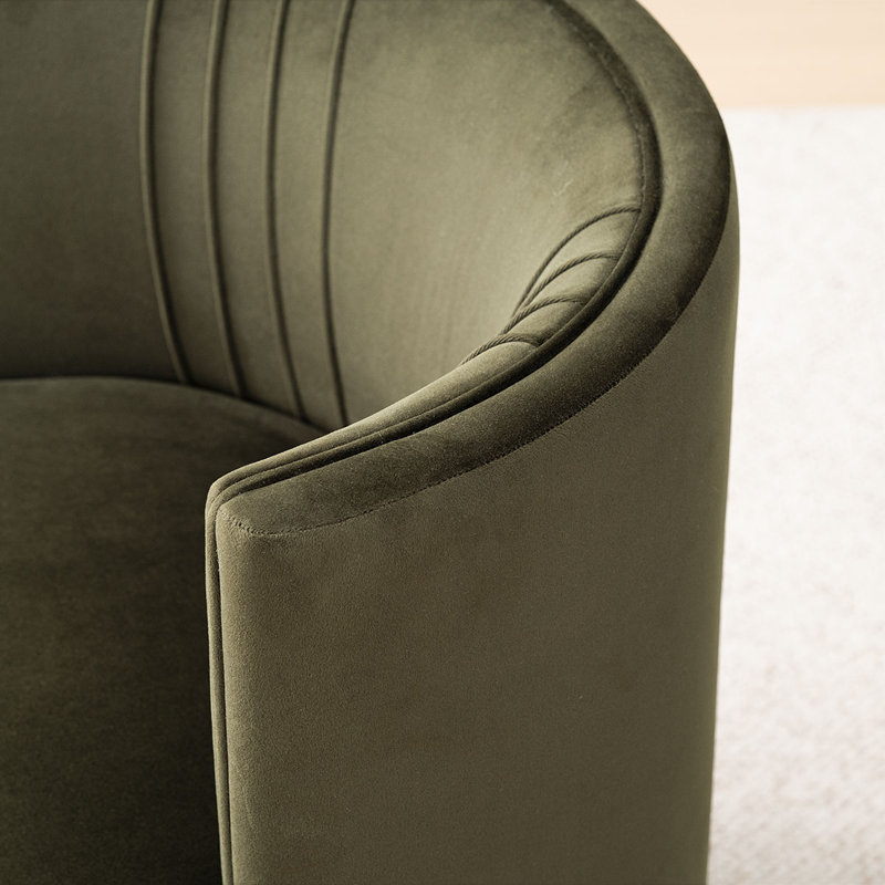 Velvet Upholstered Rolling Dining Chairs with Wheels, Green