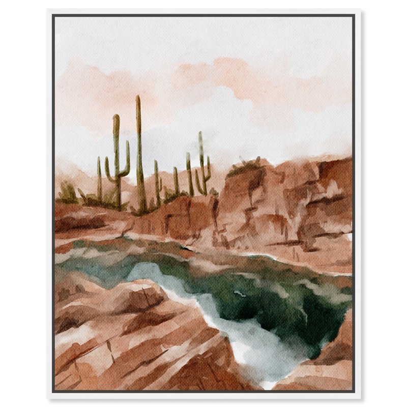 Hot Springs in June Landscape Canvas Wall Art with White Frame
