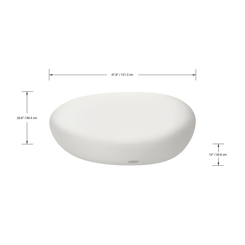 Table basse en béton caillou Elementi Home Hawaii, H 14 po x L 47,8 po x l 35,6 po, Blanc, crème