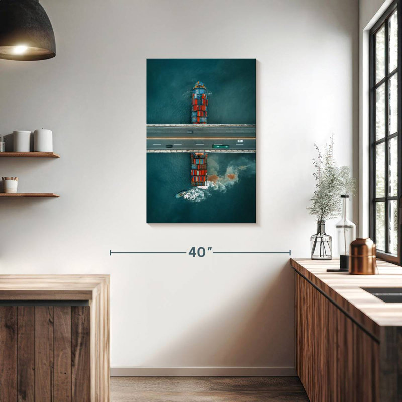 Mehar Cargo Ship Under Bridge, 36" H x 24" W