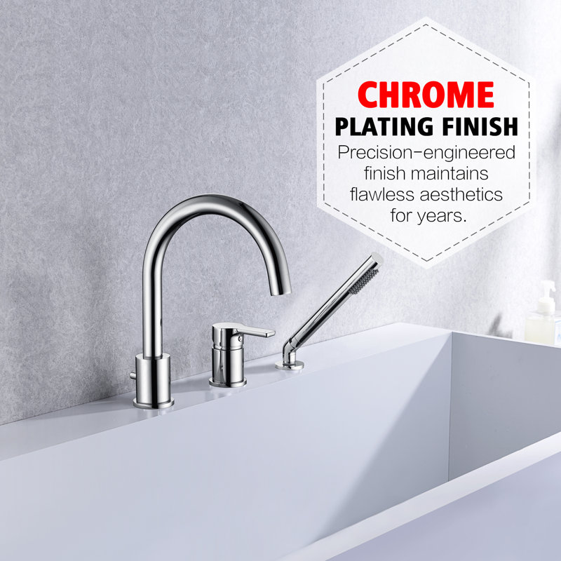 Bathtub Faucet with Handheld Shower, Bath Tub Faucet with Single Handle, Chrome